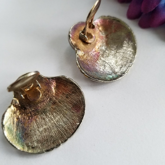 Relisted - Vintage Dauplaise fan shaped earrings blue cab - Picture 11 of 14